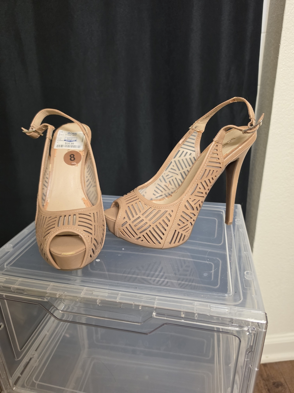 Women's Nude Peep-Toe Slingback High Heels